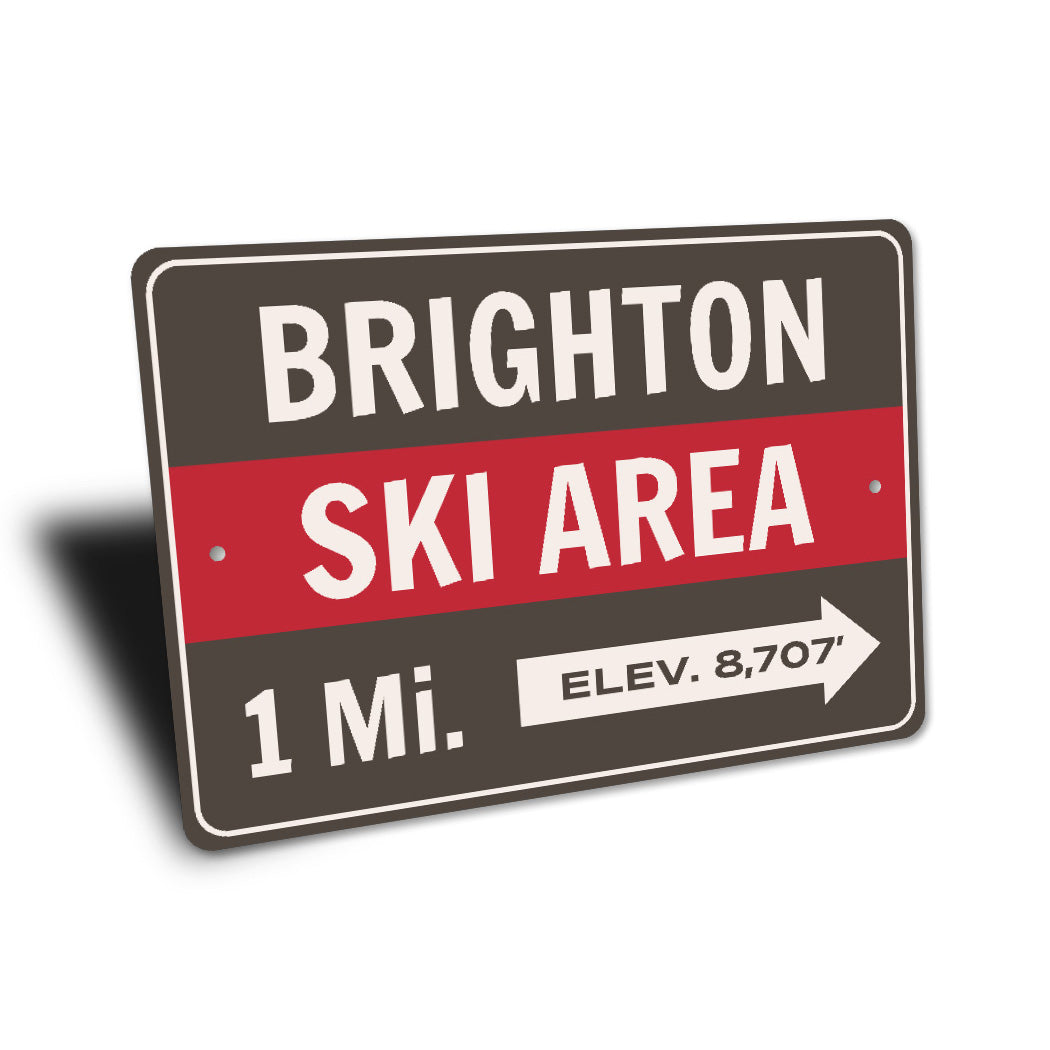 Brighton Ski Area 1 Mile Elevation 8,707 Feet Ski Sign