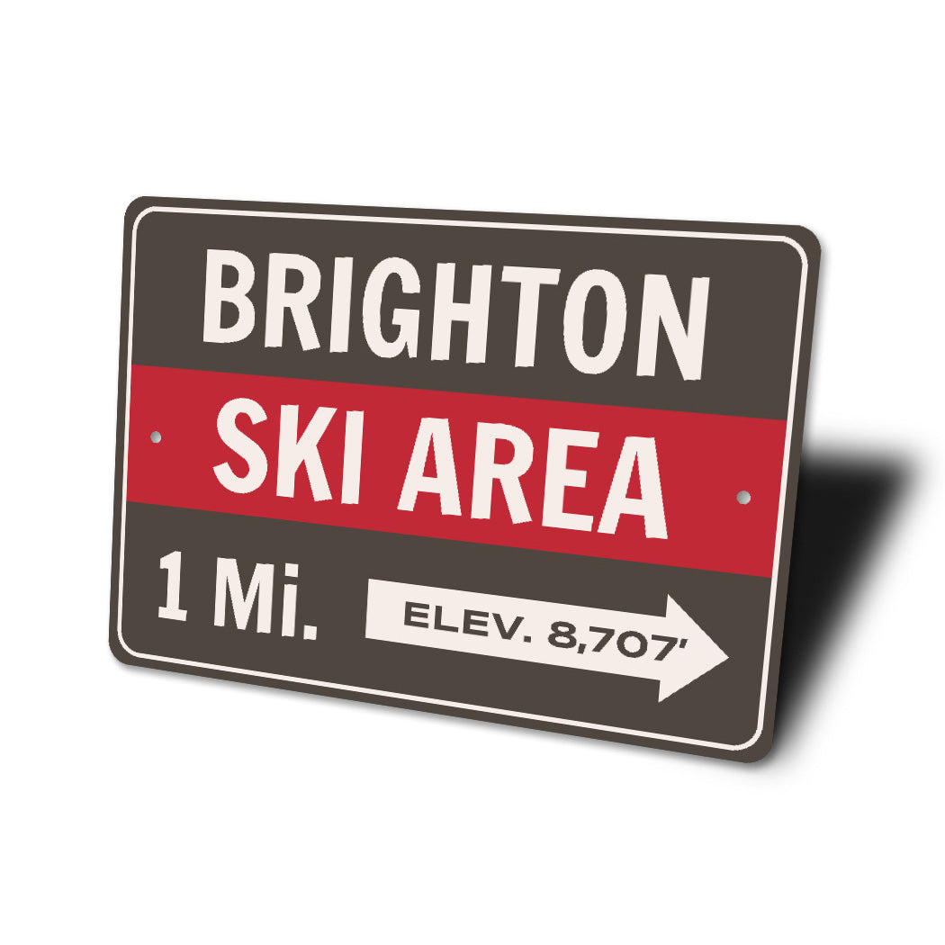 Brighton Ski Area 1 Mile Elevation 8,707 Feet Ski Sign