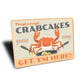 Maryland Style Crab Cakes Get 'Em Here Sign