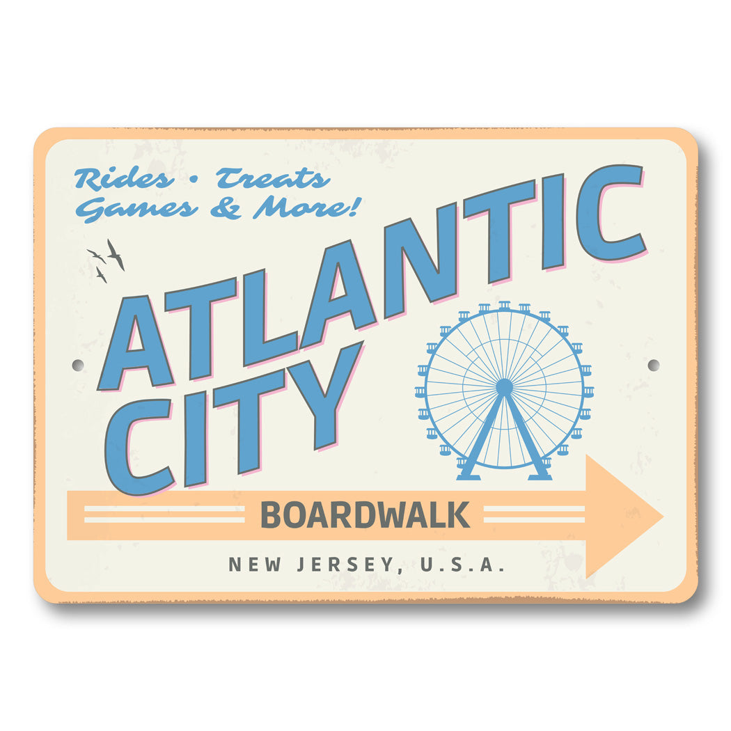 Atlantic City Rides and Games Boardwalk Sign