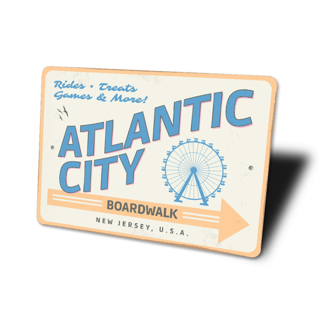 Atlantic City Rides and Games Boardwalk Sign