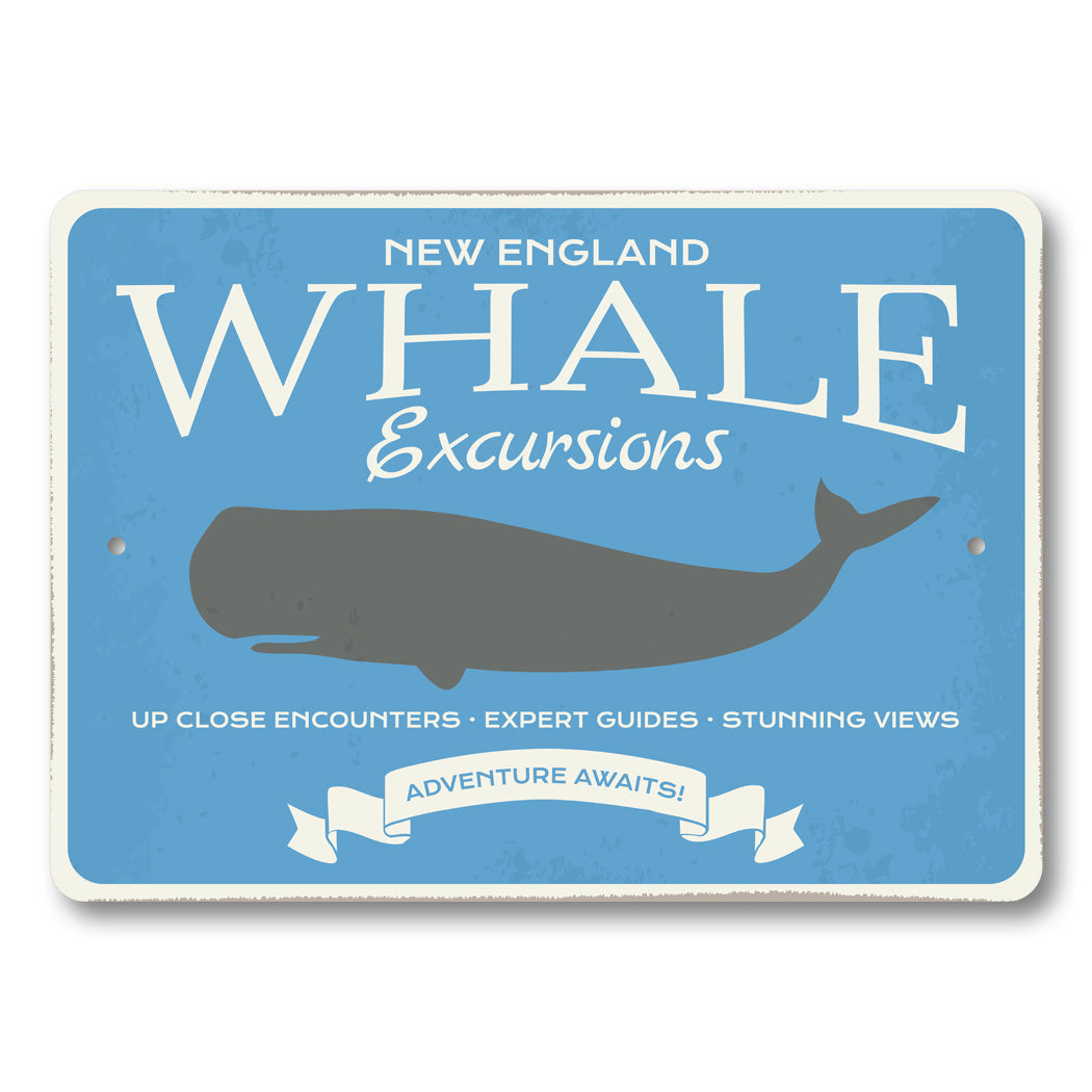 New England Whale Excursions Adventure Awaits Sign