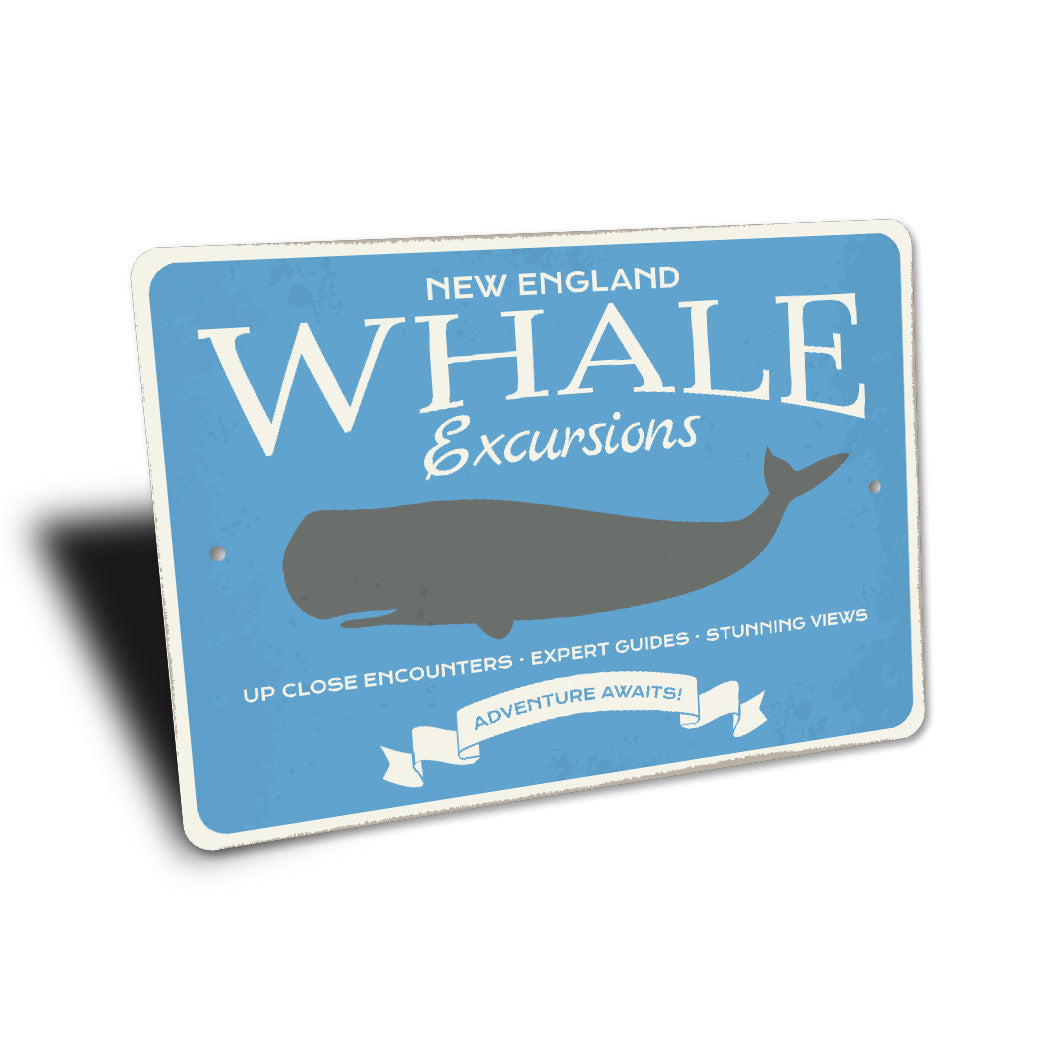 New England Whale Excursions Adventure Awaits Sign