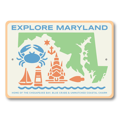 Explore Maryland Blue Crab Chesapeake Bay Coastal Sign