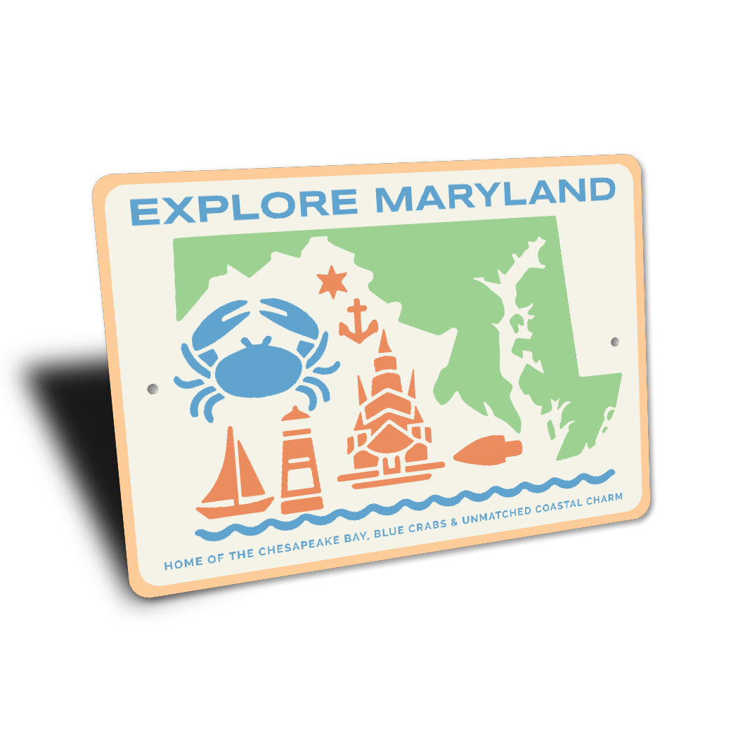 Explore Maryland Blue Crab Chesapeake Bay Coastal Sign