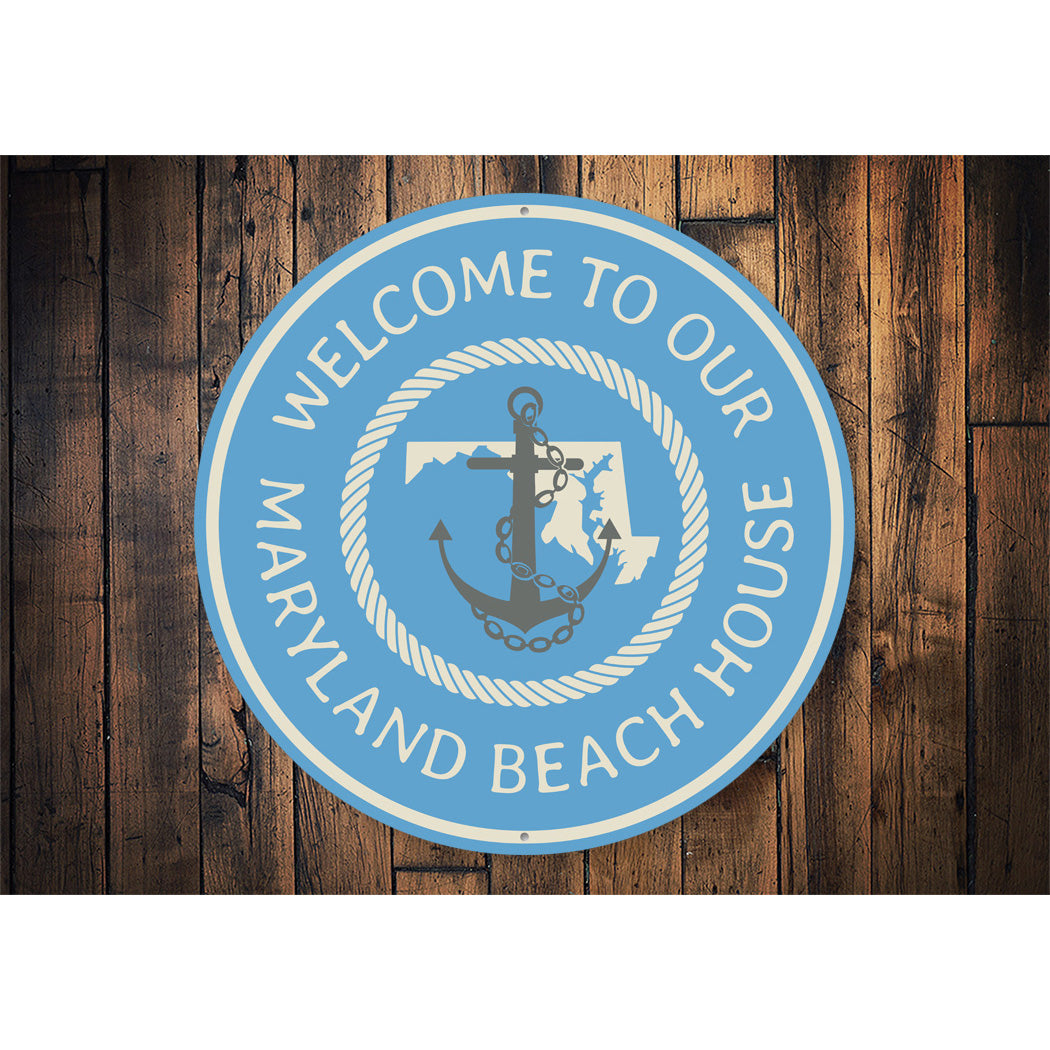 Welcome to Maryland Beach House Round Sign