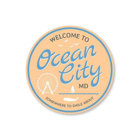 Welcome to Ocean City Maryland Round Sign