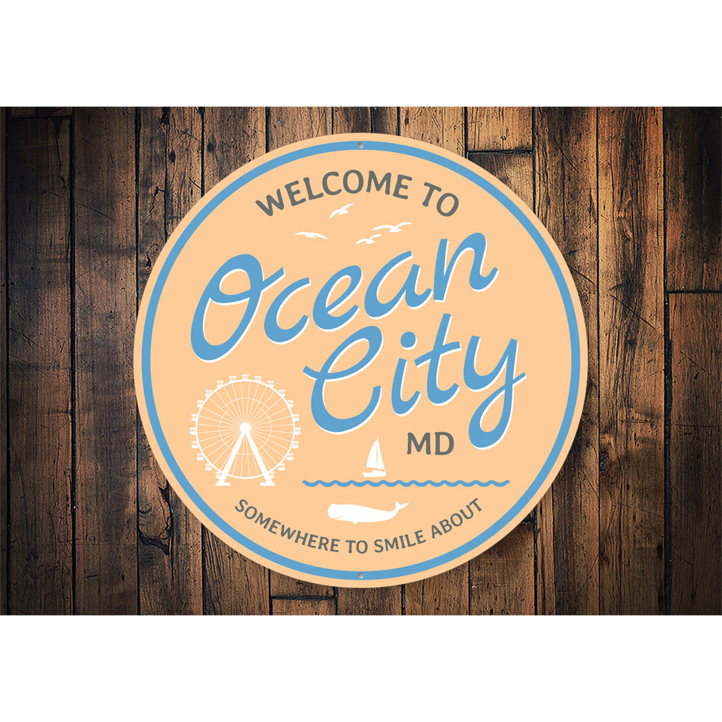 Welcome to Ocean City Maryland Round Sign