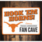 Hook Em Horns Texas Longhorn Fan Cave Sign