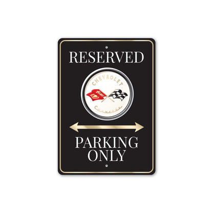 Chevrolet Corvette Logo Badge Reserved Parking Only Sign