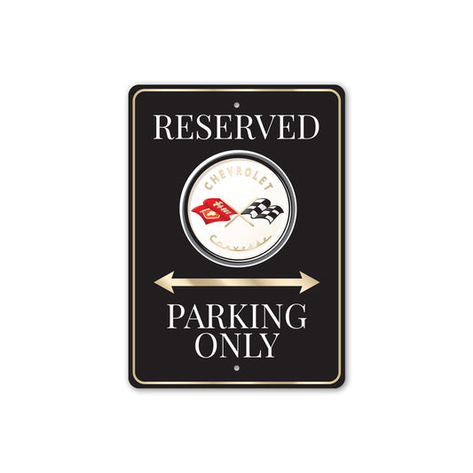 Chevrolet Corvette Logo Badge Reserved Parking Only Sign