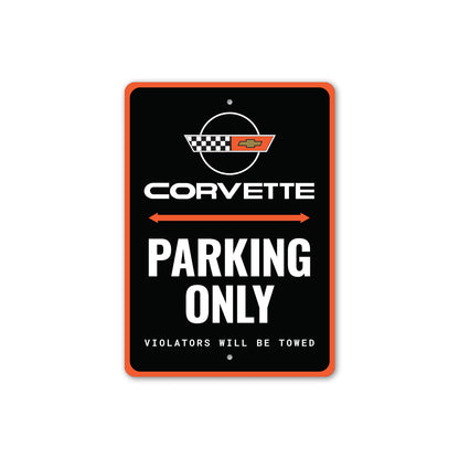 Chevy Corvette Parking Only Violators Will Be Towed Sign