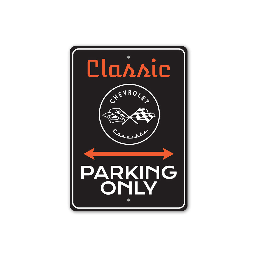 Classic Chevrolet Corvette Parking Only Decor Sign