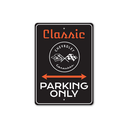 Classic Chevrolet Corvette Parking Only Decor Sign