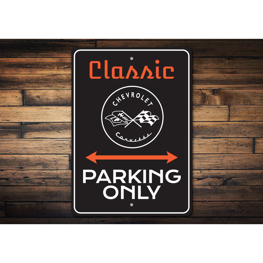 Classic Chevrolet Corvette Parking Only Decor Sign