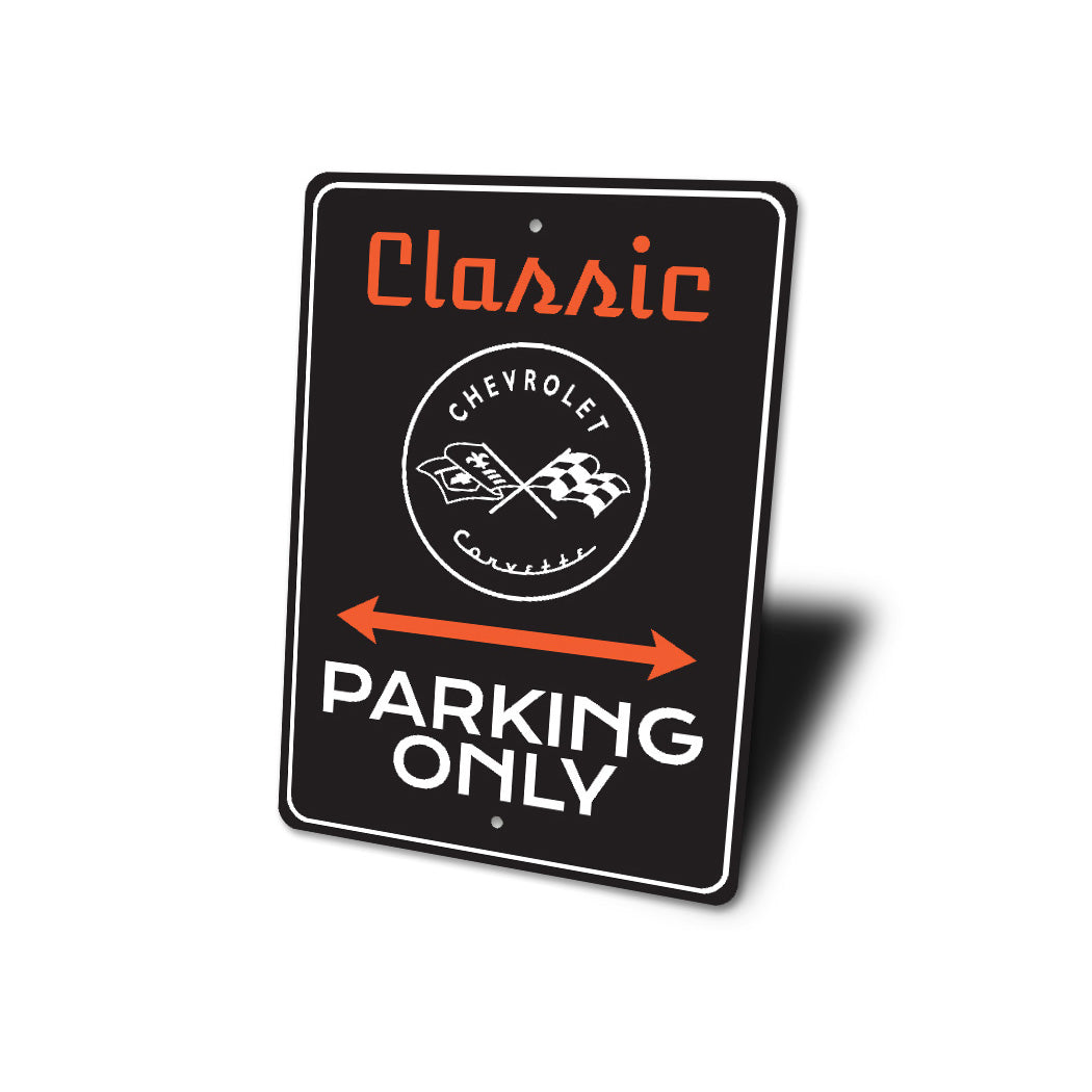 Classic Chevrolet Corvette Parking Only Decor Sign