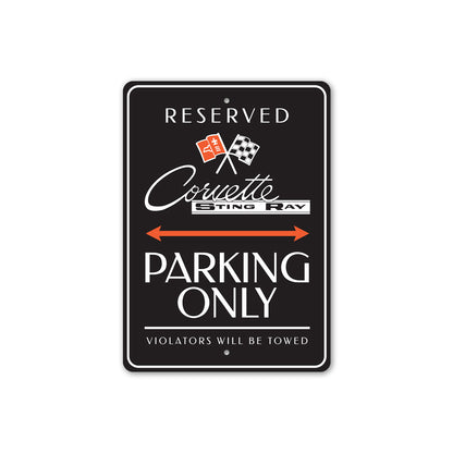 Corvette Sting Ray Parking Violators Will Be Towed Sign