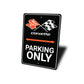 Corvette Flag Badge Parking Only Sign