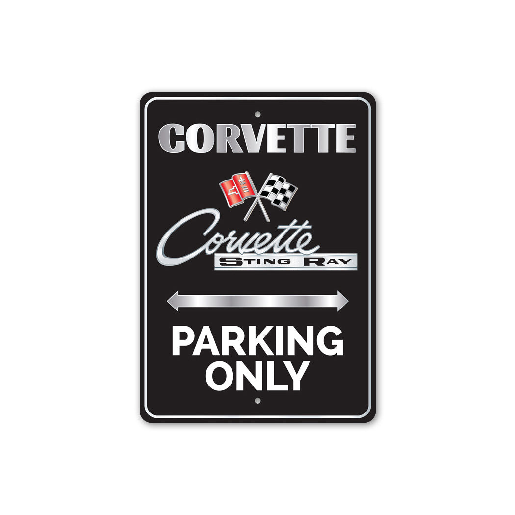 Chevy Corvette Sting Ray Parking Only Round Sign