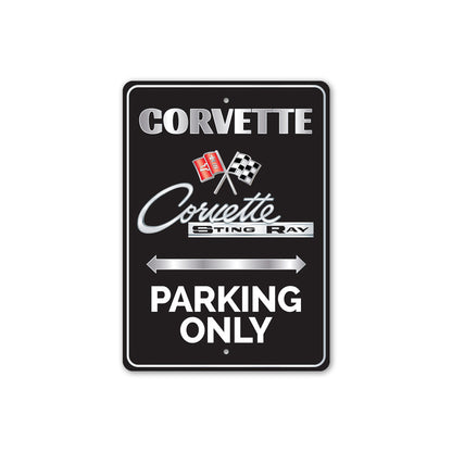 Chevy Corvette Sting Ray Parking Only Round Sign