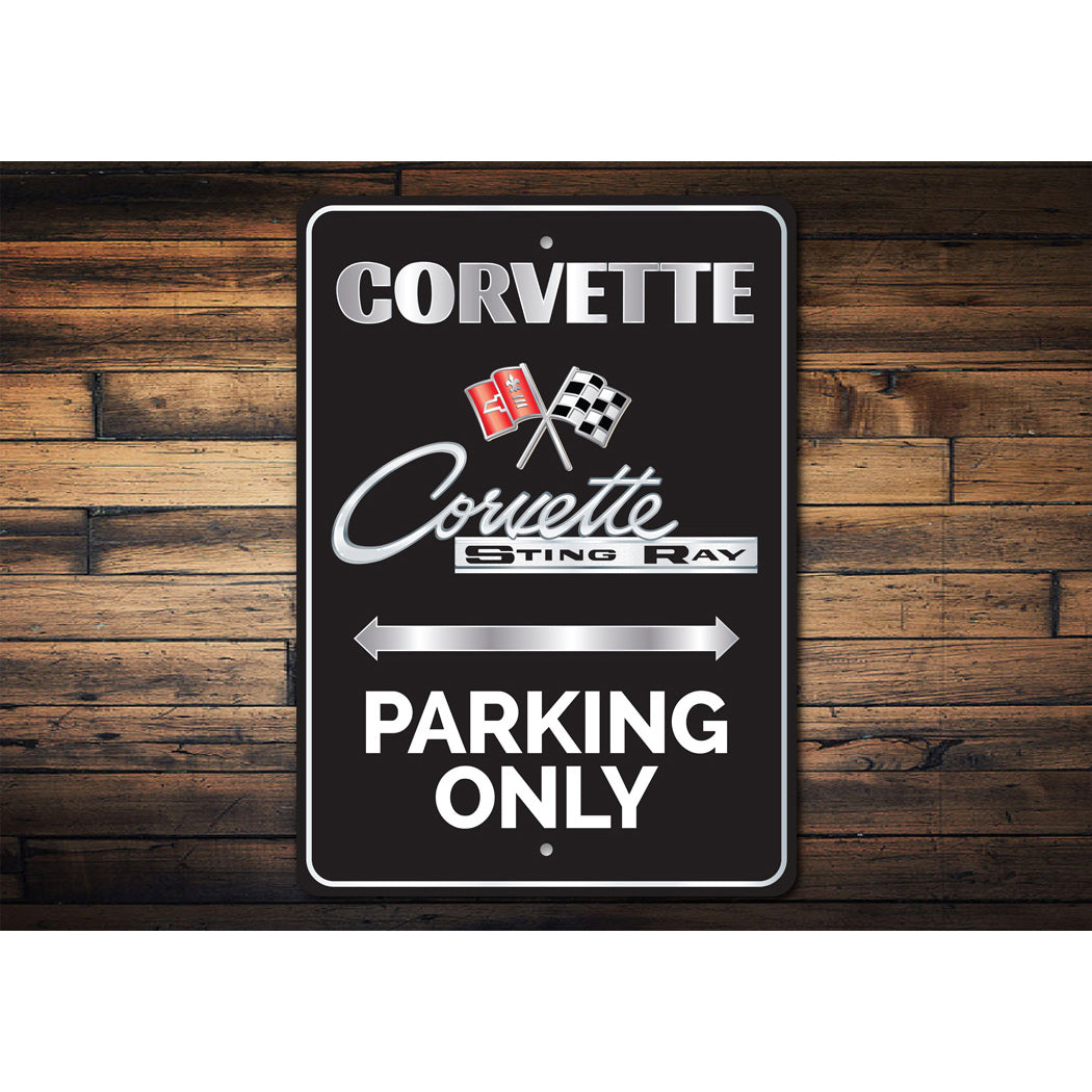 Chevy Corvette Sting Ray Parking Only Round Sign