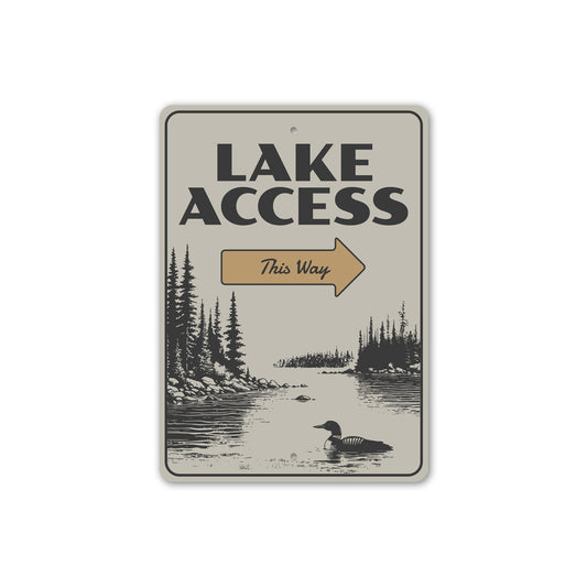 Rustic Lake Access Sign This Way Arrow Metal Decor