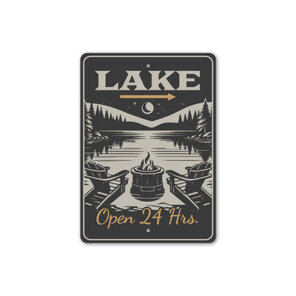 Lake Open 24 Hrs. Lake Sign