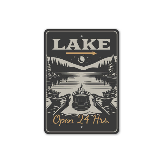 Lake Open 24 Hrs. Lake Sign