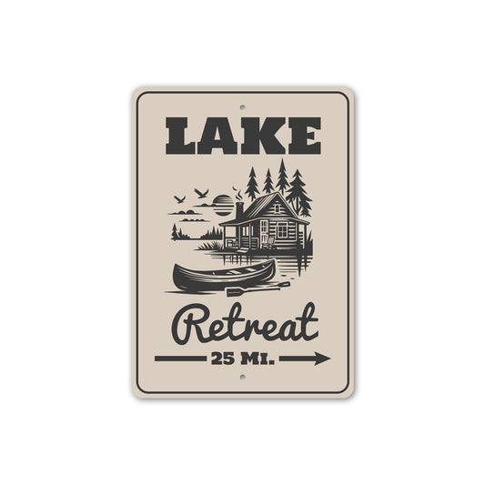 Lake Retreat 25 Mi Sign Cabin Distance Marker