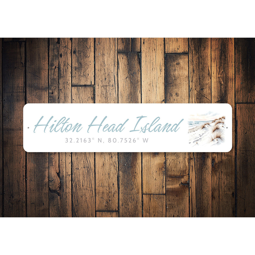 Hilton Head Island Coordinates Sign