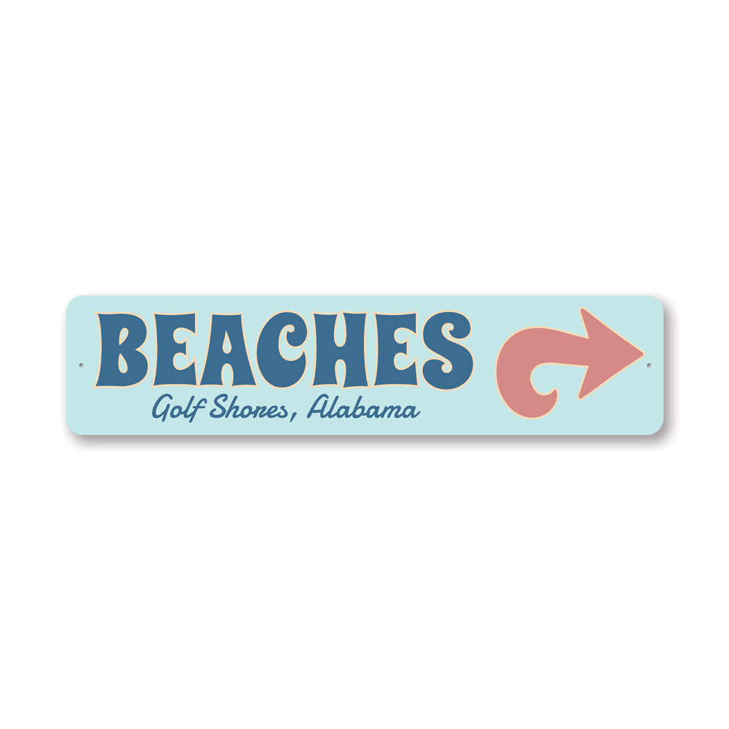 Beaches Golf Shores Alabama Arrow Direction Sign