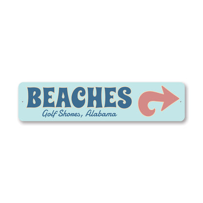 Beaches Golf Shores Alabama Arrow Direction Sign