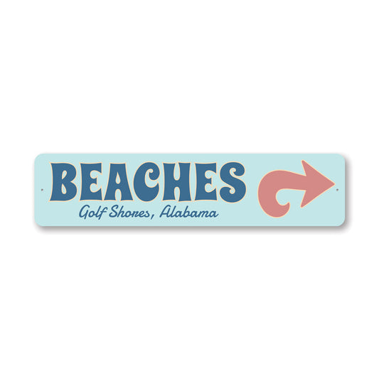 Beaches Golf Shores Alabama Arrow Direction Sign