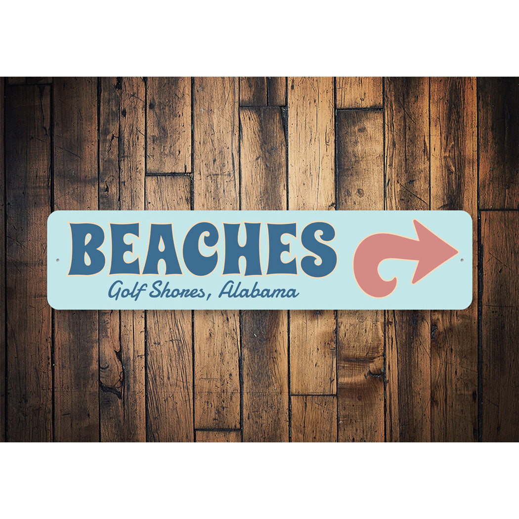 Beaches Golf Shores Alabama Arrow Direction Sign