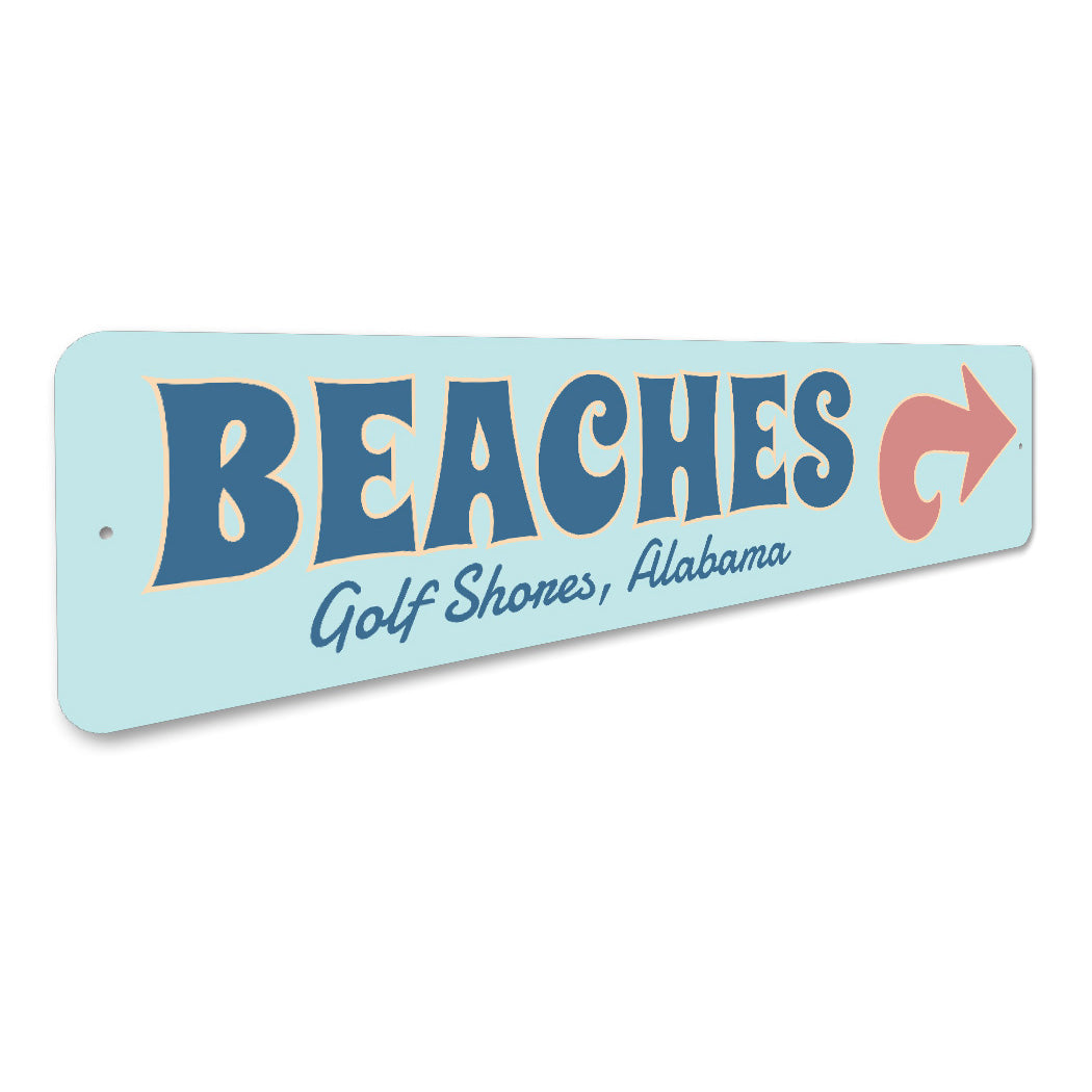 Beaches Golf Shores Alabama Arrow Direction Sign
