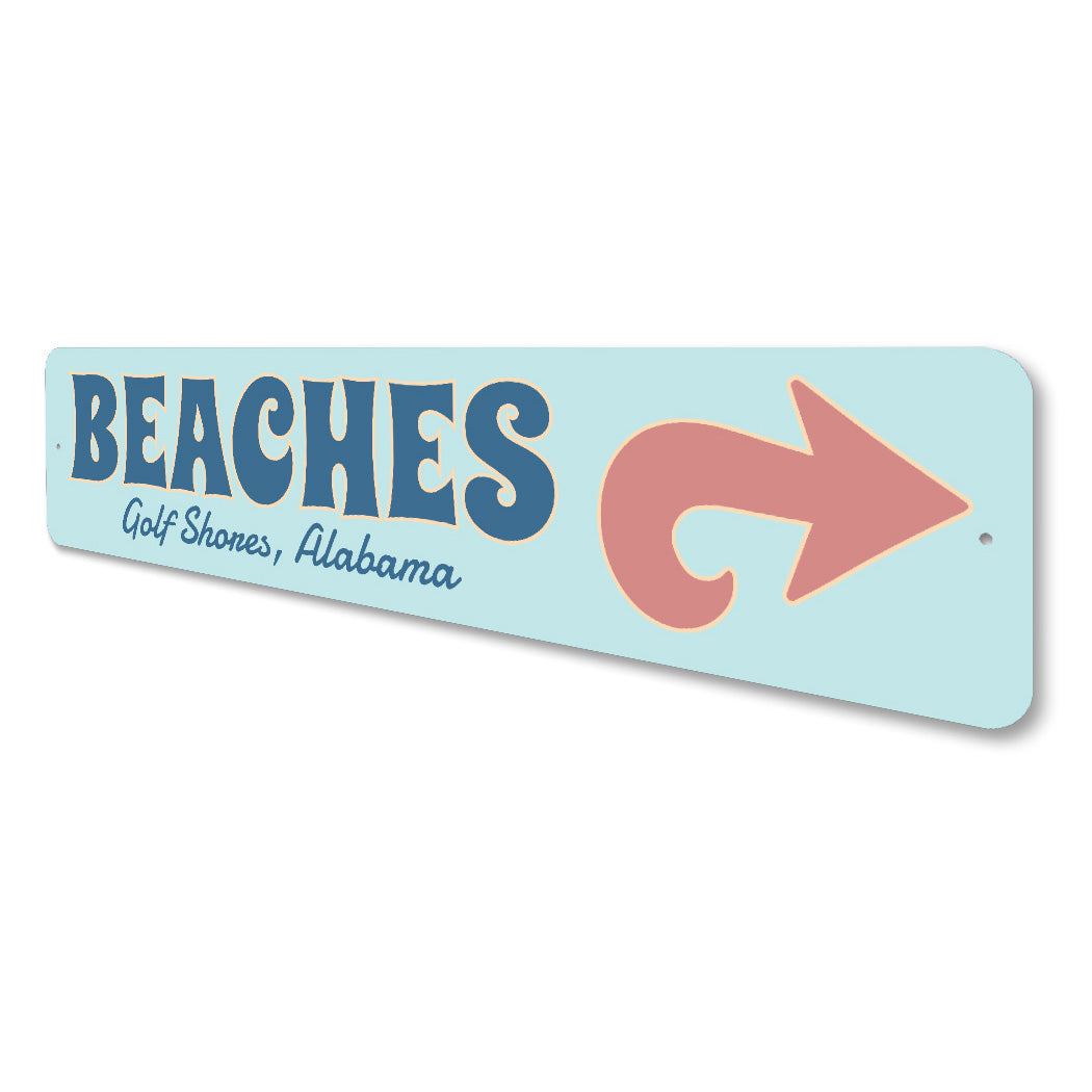 Beaches Golf Shores Alabama Arrow Direction Sign