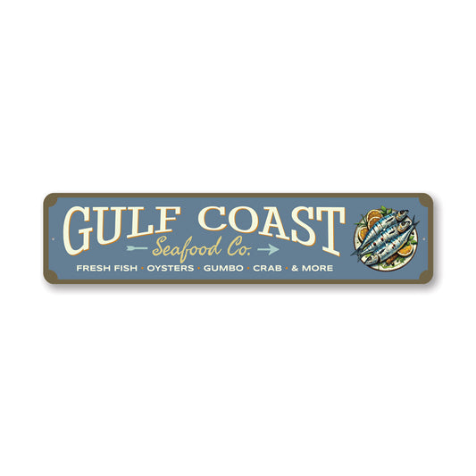 Gulf Coast Seafood Company Fresh Fish Oysters Gumbo Crab Sign