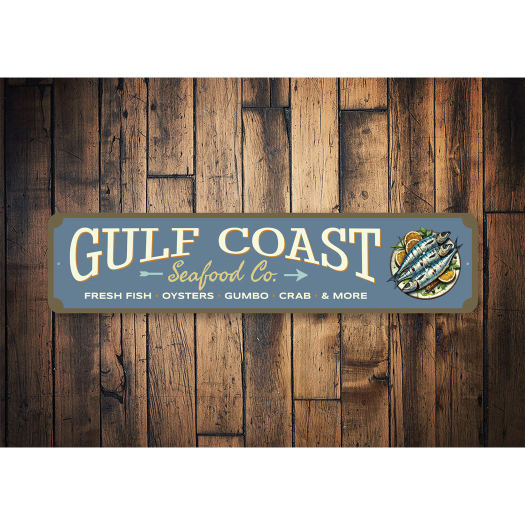 Gulf Coast Seafood Company Fresh Fish Oysters Gumbo Crab Sign
