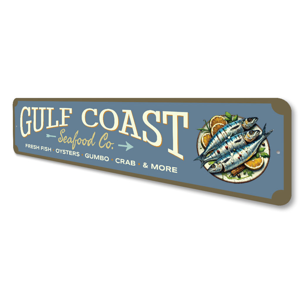 Gulf Coast Seafood Company Fresh Fish Oysters Gumbo Crab Sign