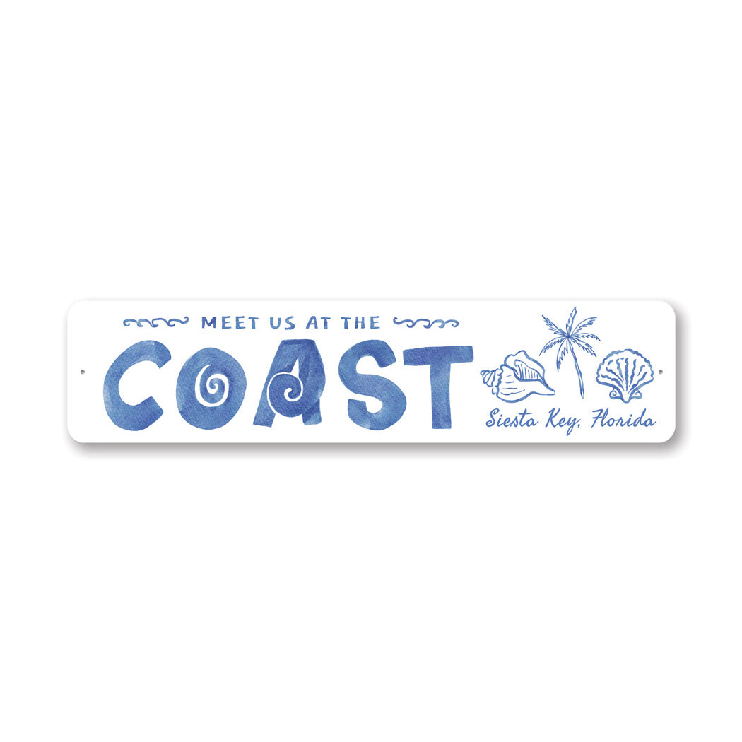 Meet Us At The Coast Siesta Key Florida Seashells Palm Tree Sign