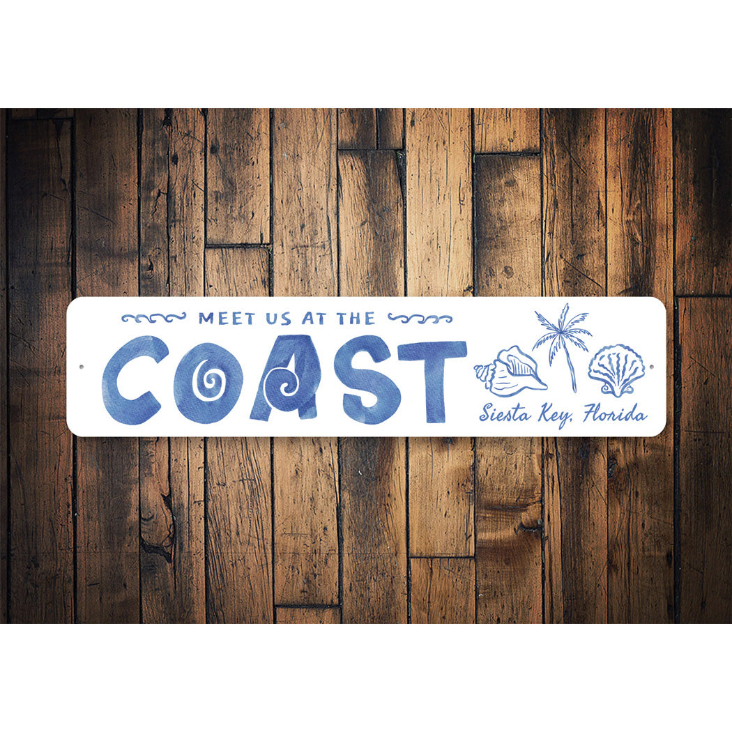 Meet Us At The Coast Siesta Key Florida Seashells Palm Tree Sign