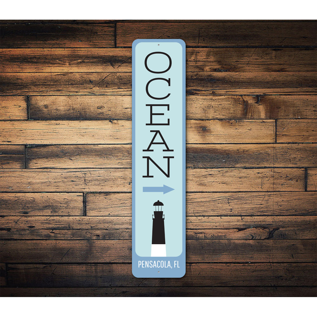 Pensacola Florida Ocean Lighthouse Direction Sign