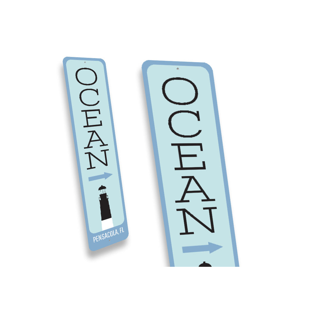 Pensacola Florida Ocean Lighthouse Direction Sign