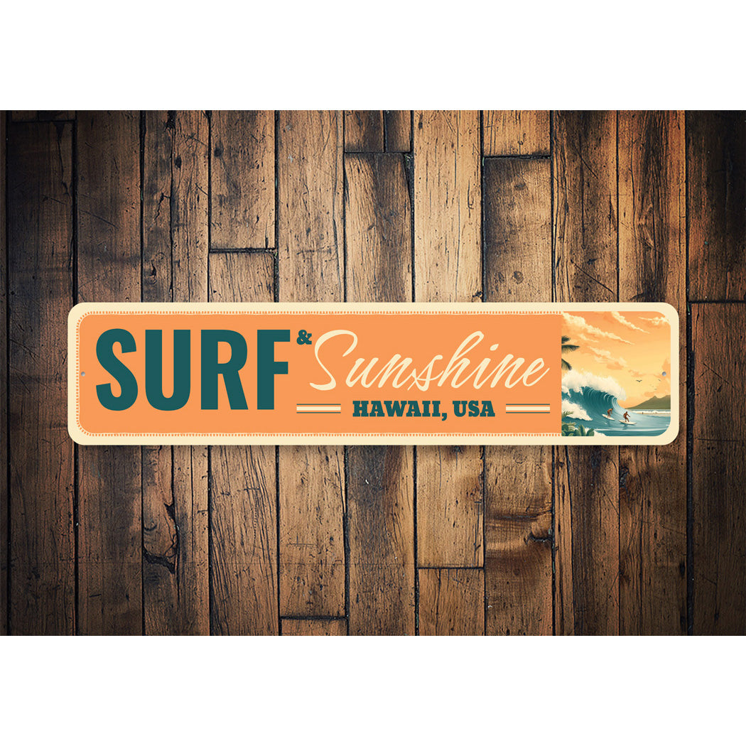Surf And Sunshine Hawaii Surfing Sign