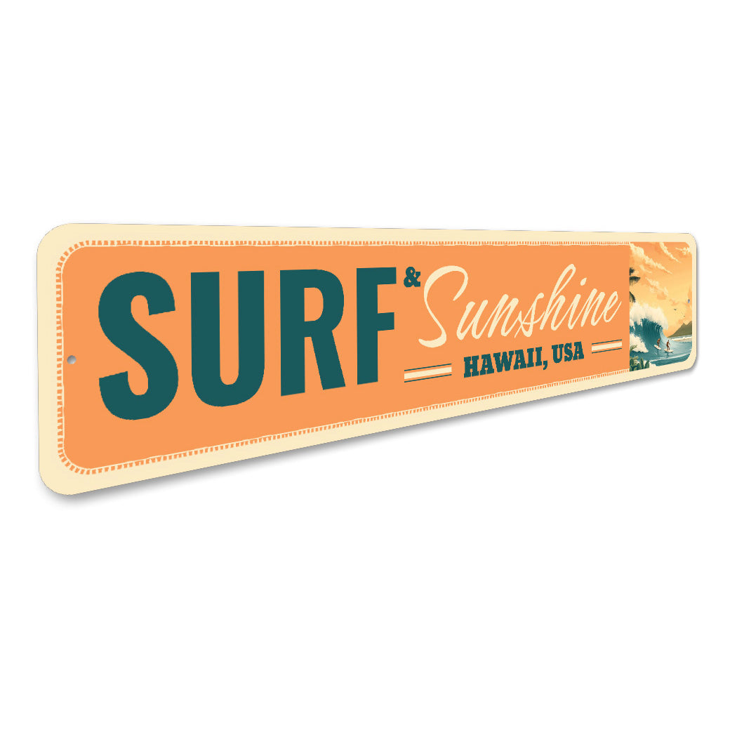 Surf And Sunshine Hawaii Surfing Sign
