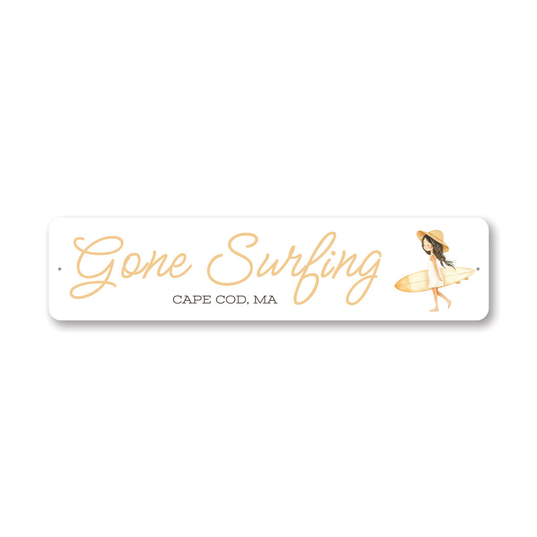 Gone Surfing Cape Cod Massachusetts Surfboard Sign