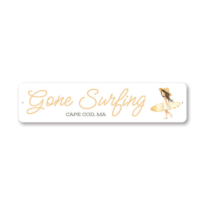 Gone Surfing Cape Cod Massachusetts Surfboard Sign