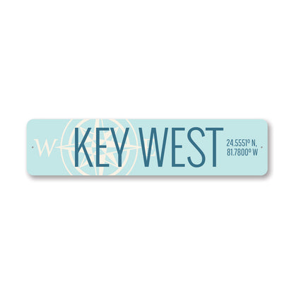 Key West Coordinates Compass Sign