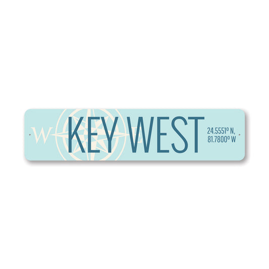 Key West Coordinates Compass Sign