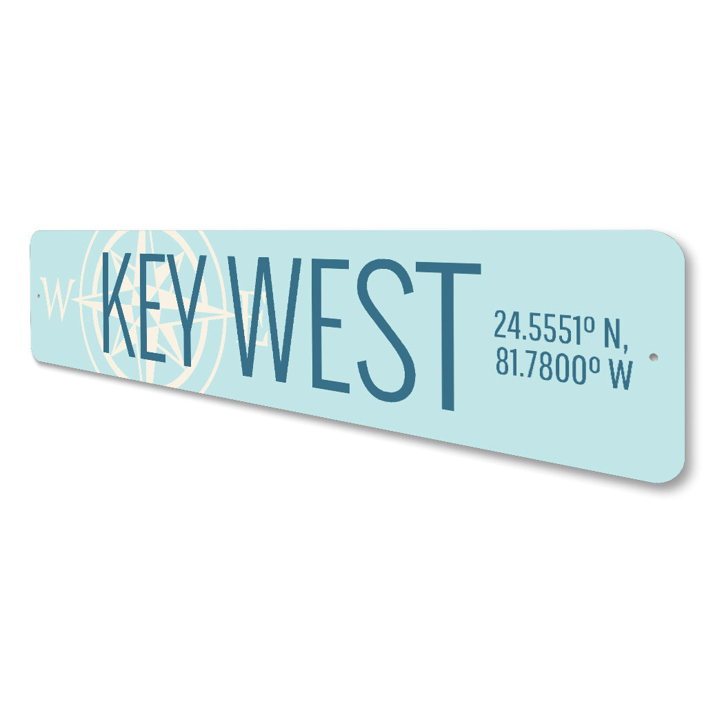 Key West Coordinates Compass Sign